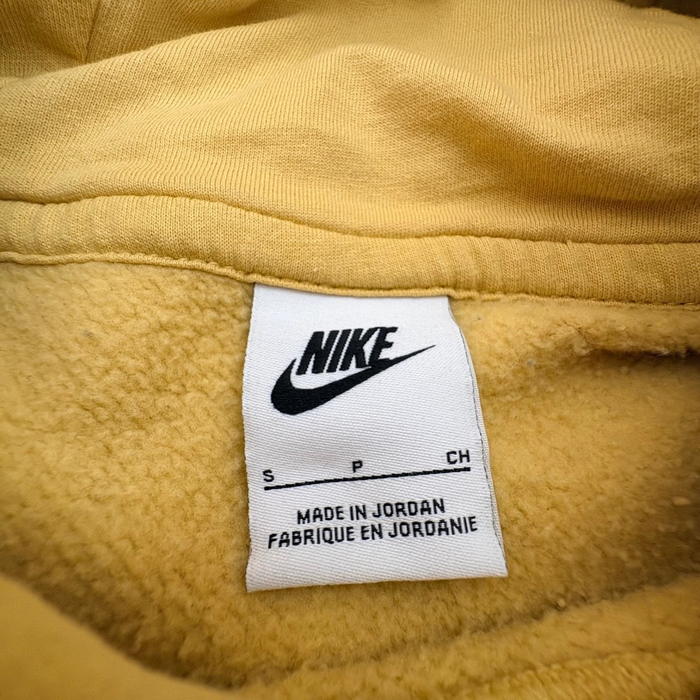 Nike Hoodie Mens Mustard Yellow Pullover Sweatshirt Logo Embroidered Casual - Picture 8 of 12